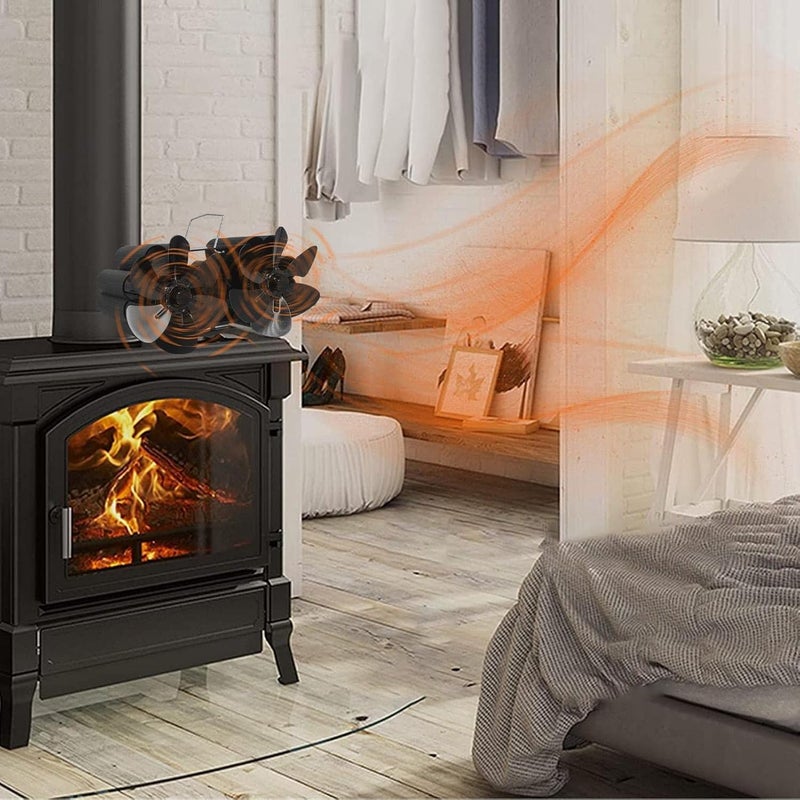 ويوبلز مروحة موقد تعمل بالحرارة - مروحة مدفأة بـ 12 شفرة مع ملحقات موقد حطب تعمل بالحرارة، غير كهربائية، مروحة مدفأة معلقة على أنبوب المدخنة للمنزل، هادئة للاستخدام الداخلي - Image 2